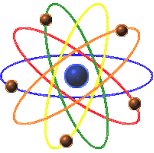 Picture of an atom w electrons floating around